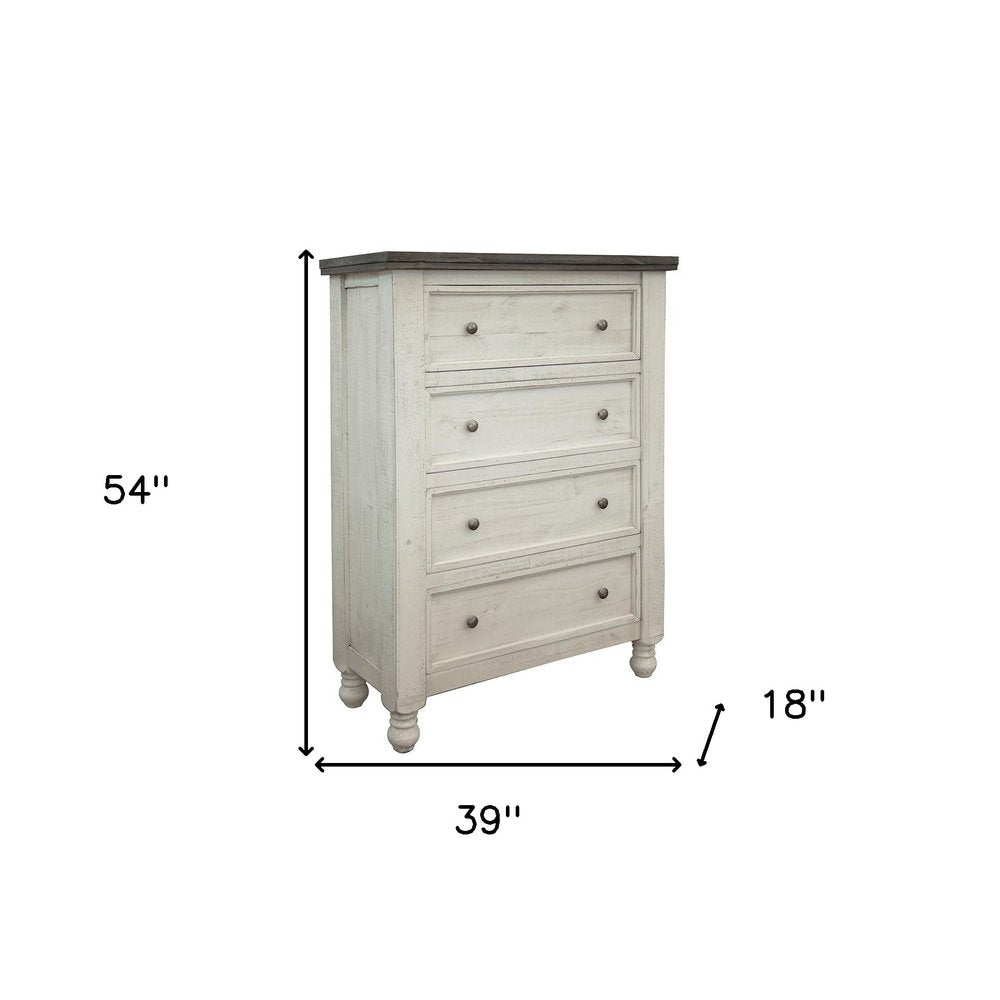 39" Gray And Ivory Solid Wood Four Drawer Dresser HomeRoots