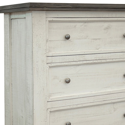 39" Gray and Ivory Solid Wood Four Drawer Chest