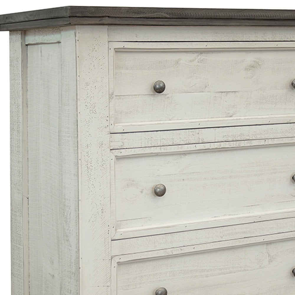 39" Gray and Ivory Solid Wood Four Drawer Chest HomeRoots