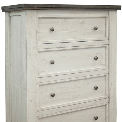 39" Gray and Ivory Solid Wood Four Drawer Chest