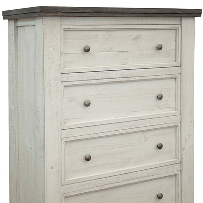 39" Gray and Ivory Solid Wood Four Drawer Chest HomeRoots