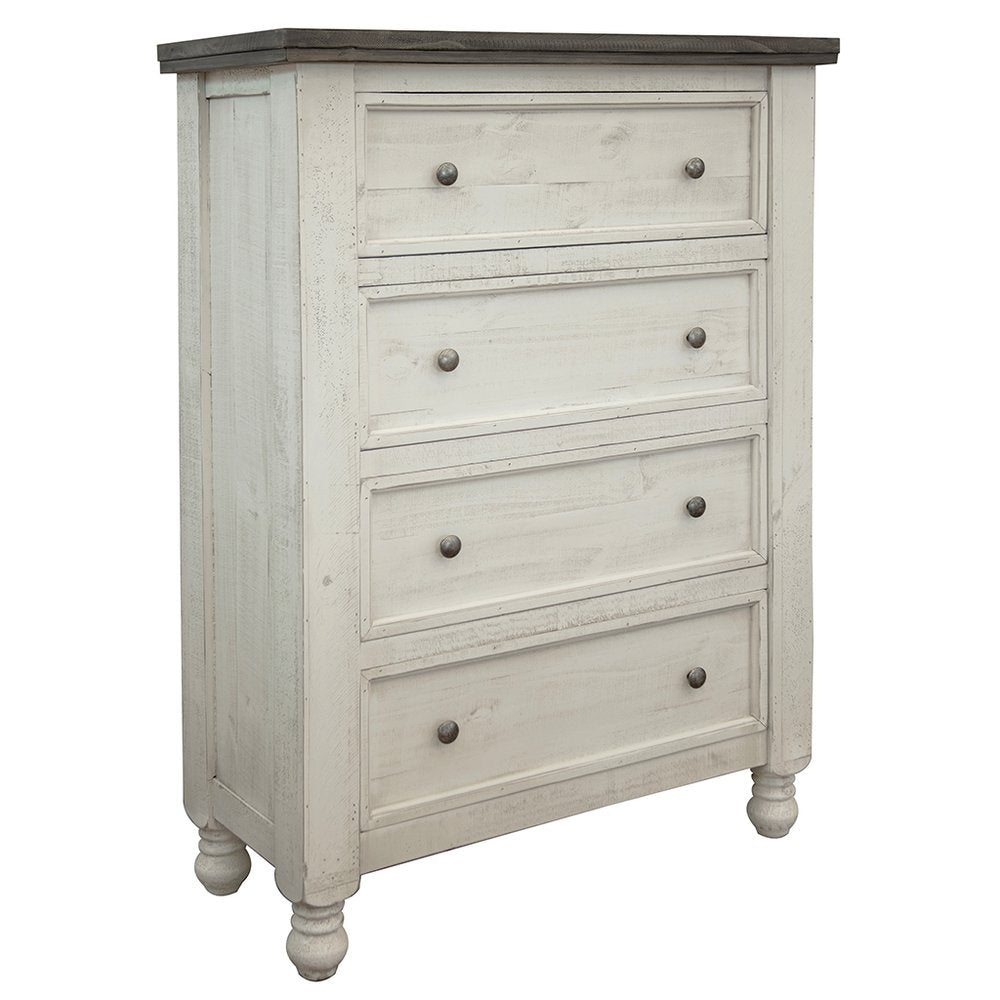 39" Gray and Ivory Solid Wood Four Drawer Chest HomeRoots