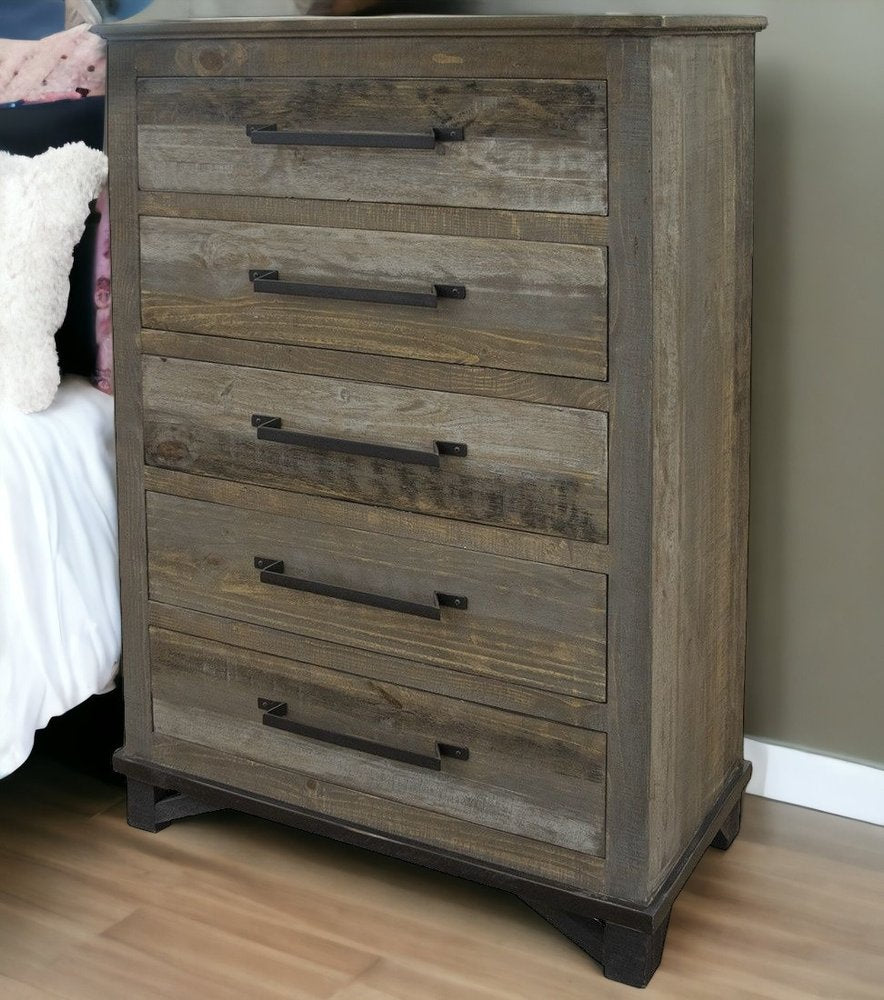 62" Brown Solid Wood Six Drawer Double Dresser HomeRoots