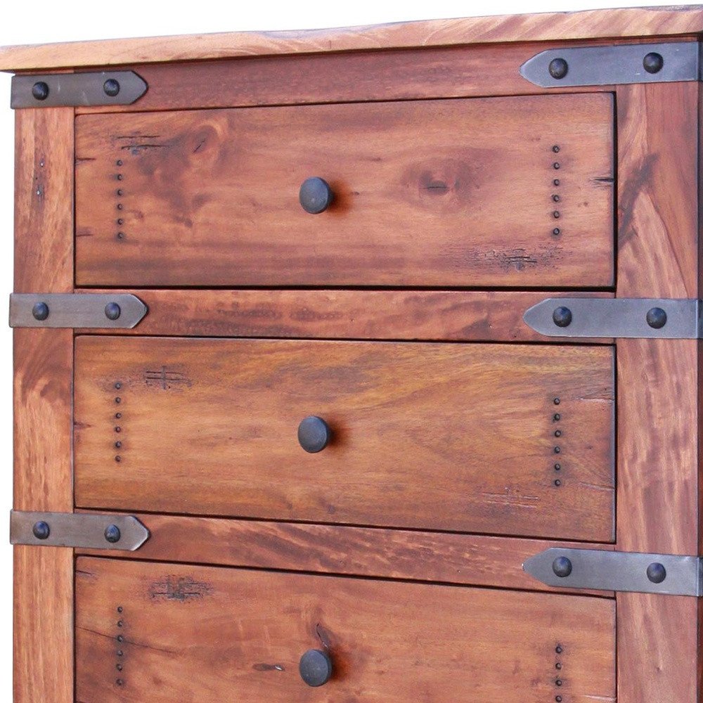 36" Natural Solid Wood Five Drawer Dresser HomeRoots
