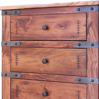 36" Natural Solid Wood Five Drawer Dresser HomeRoots