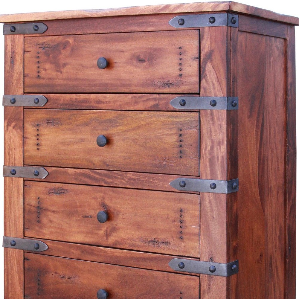 36" Natural Solid Wood Five Drawer Dresser HomeRoots