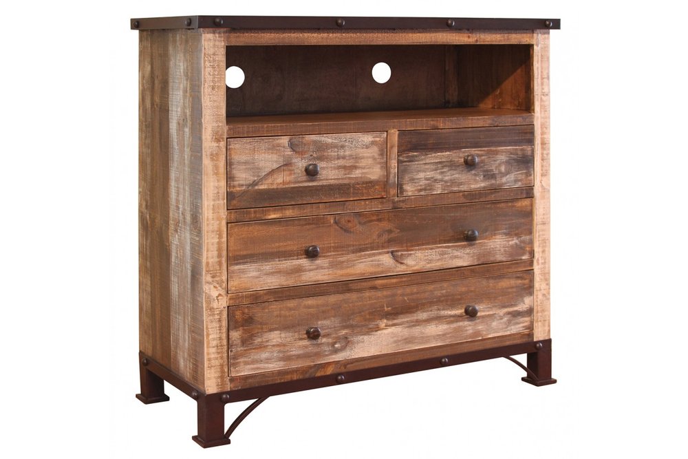 43" Brown Solid Wood Four Drawer Chest HomeRoots