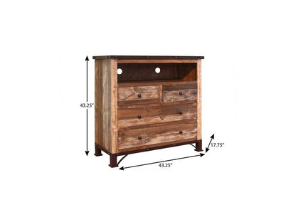 43" Brown Solid Wood Four Drawer Chest HomeRoots