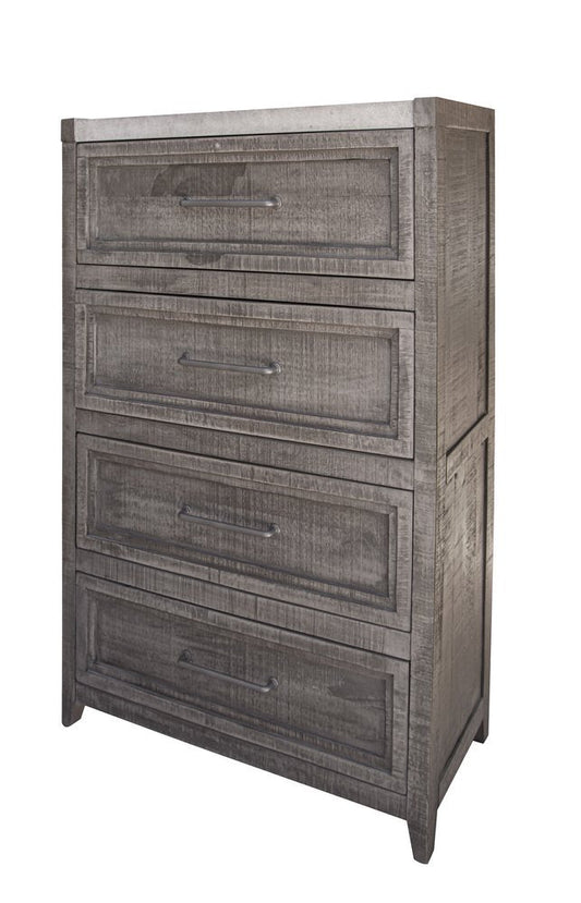 37" Gray Solid Wood Four Drawer Chest HomeRoots
