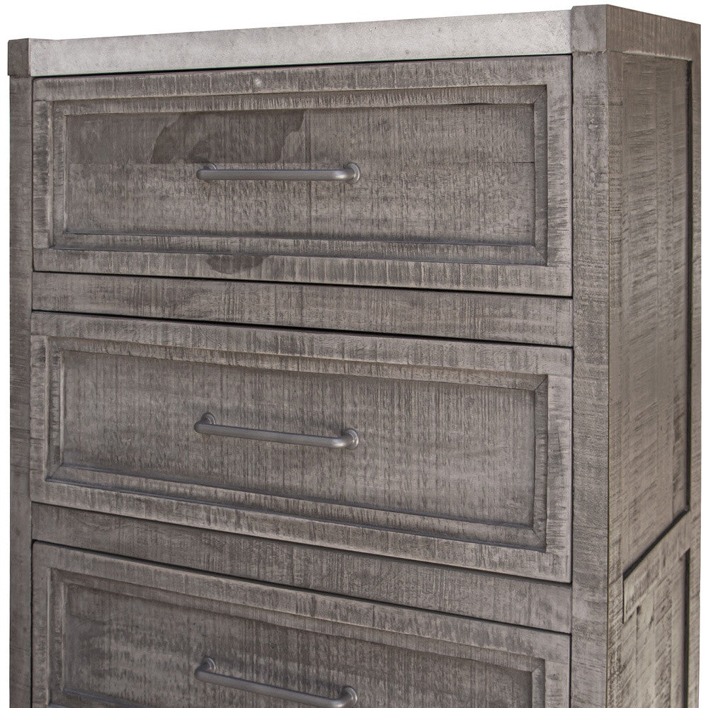 37" Gray Solid Wood Four Drawer Chest