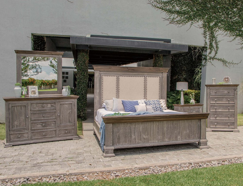 37" Gray Solid Wood Five Drawer Chest HomeRoots