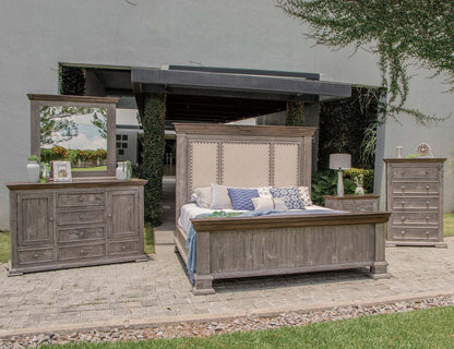 37" Gray Solid Wood Five Drawer Chest HomeRoots