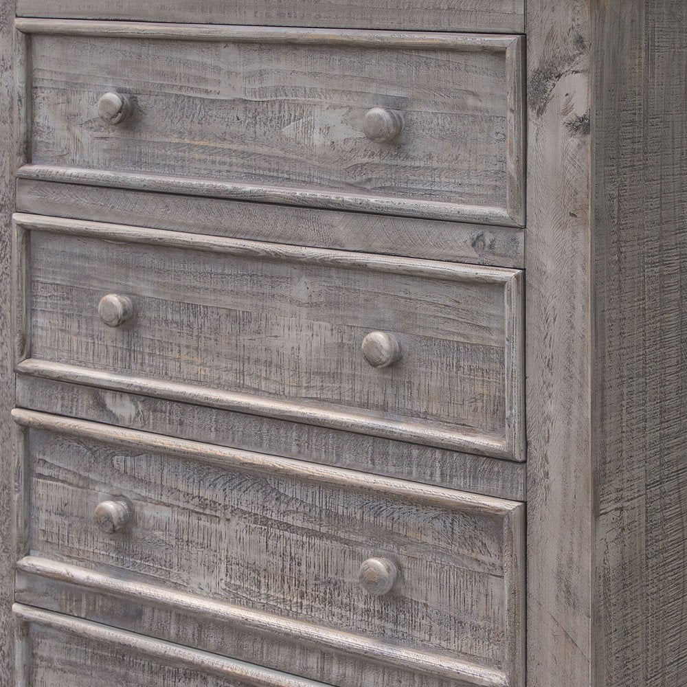 37" Gray Solid Wood Five Drawer Chest HomeRoots