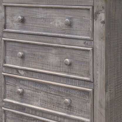 37" Gray Solid Wood Five Drawer Chest HomeRoots