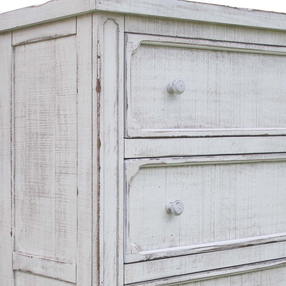 37" Antiqued White Solid Wood Four Drawer Dresser HomeRoots