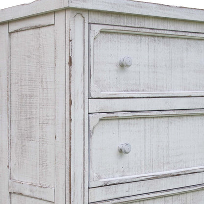 37" Antiqued White Solid Wood Four Drawer Dresser HomeRoots
