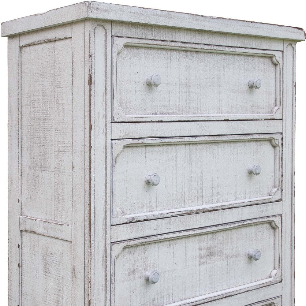 37" Antiqued White Solid Wood Four Drawer Dresser HomeRoots