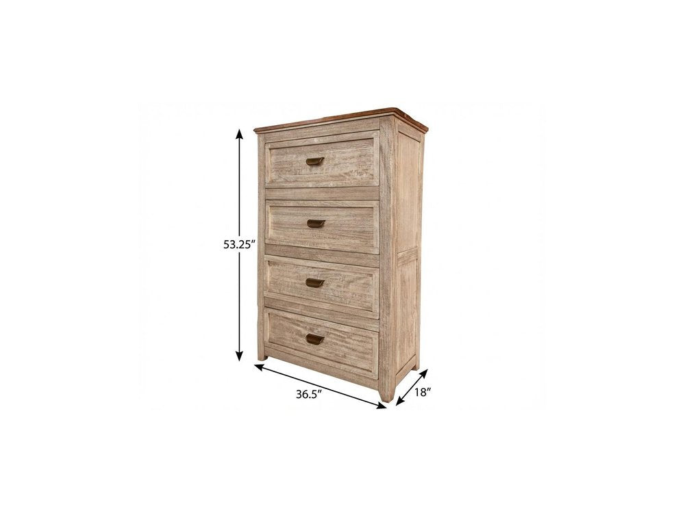 37" Cream Solid Wood Four Drawer Chest HomeRoots