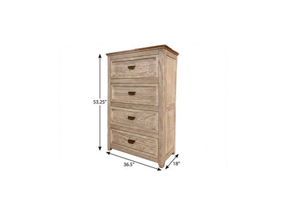 37" Cream Solid Wood Four Drawer Chest HomeRoots