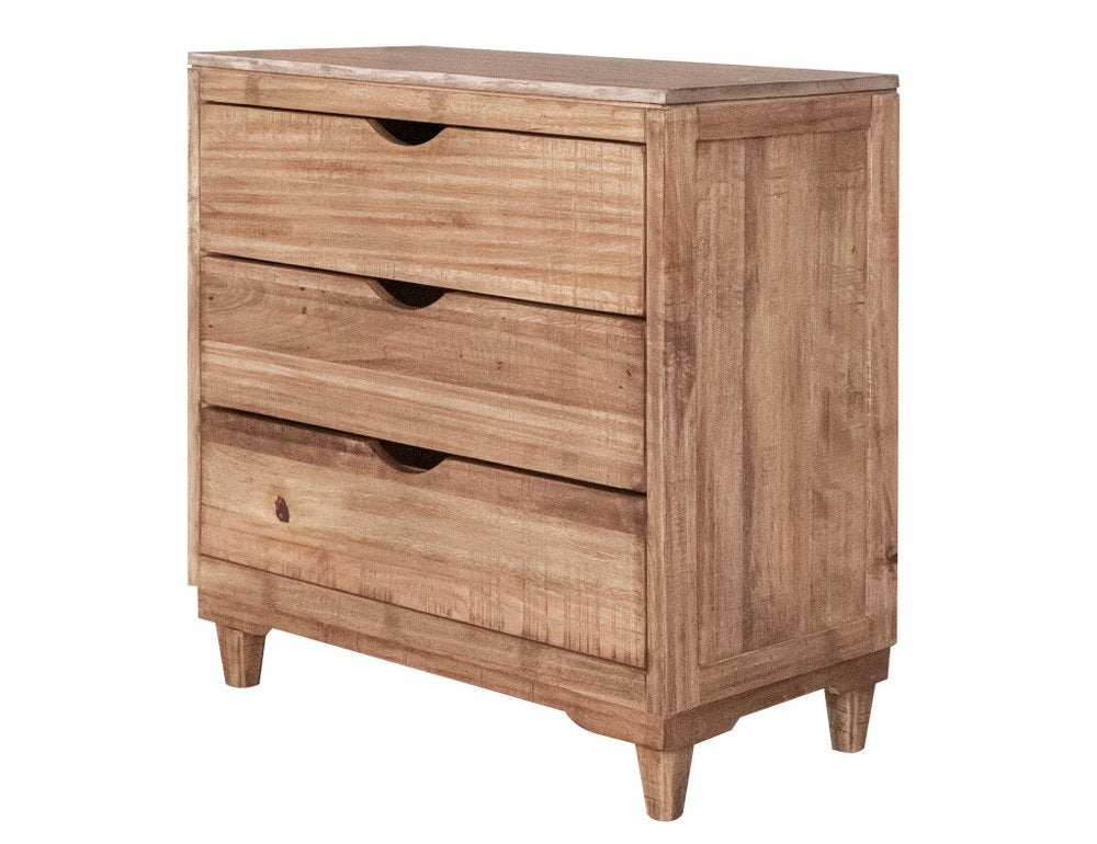 36" Natural Solid Wood Three Drawer Dresser HomeRoots