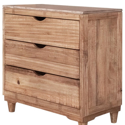 36" Natural Solid Wood Three Drawer Dresser HomeRoots