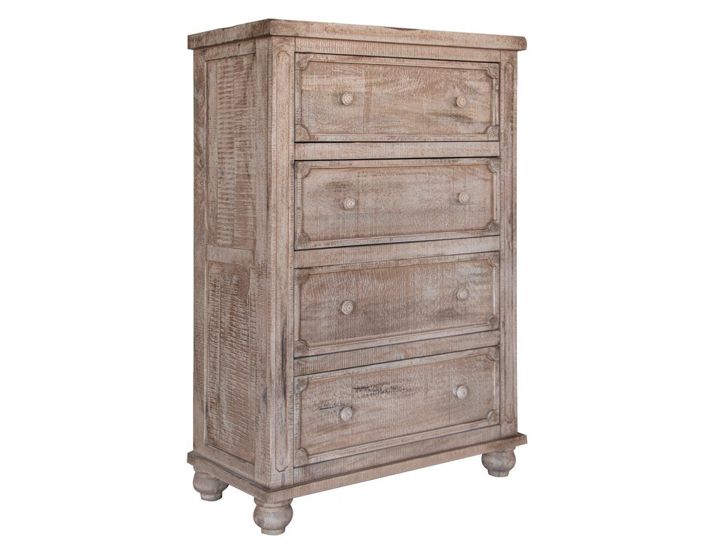 37" Natural Solid Wood Four Drawer Dresser HomeRoots