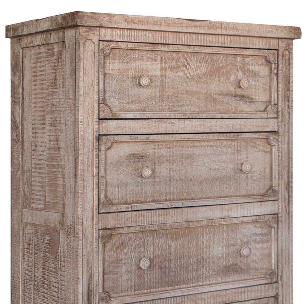 37" Natural Solid Wood Four Drawer Dresser — view 4
