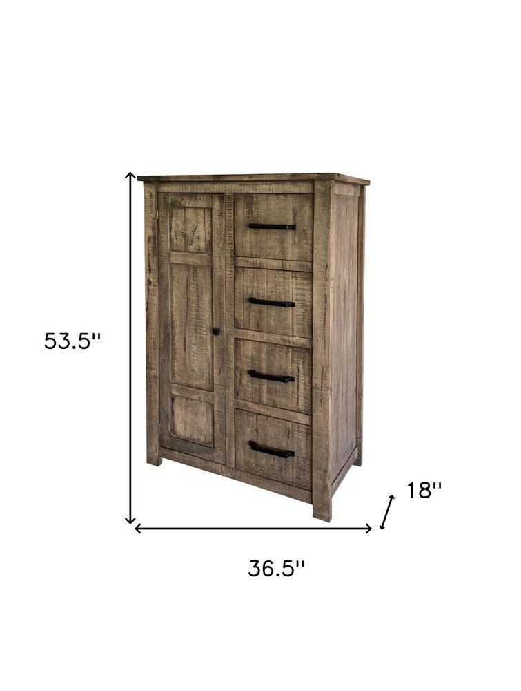 37" Brown Solid Wood Four Drawer Dresser HomeRoots