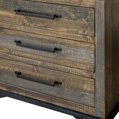 37" Gray Solid Wood Five Drawer Dresser