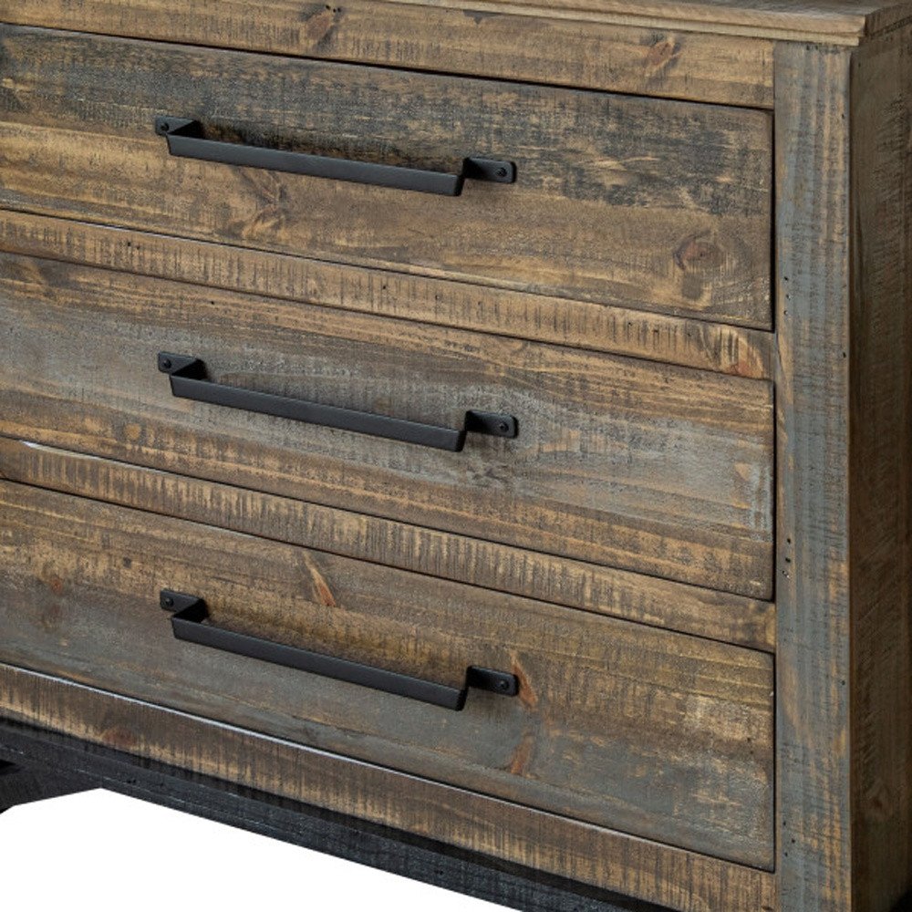 37" Gray Solid Wood Five Drawer Dresser — view 4