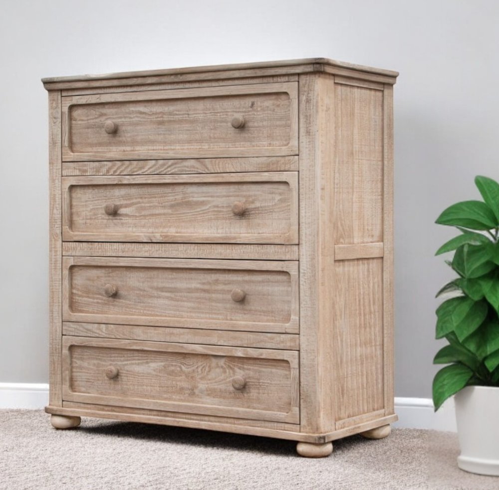 40" Natural Solid Wood Four Drawer Chest HomeRoots