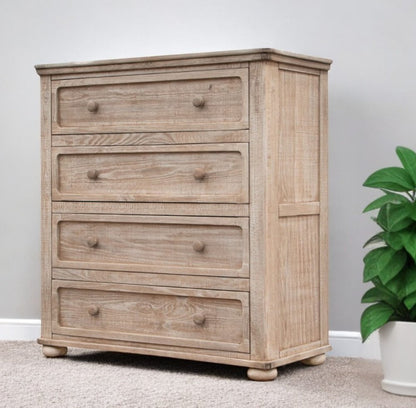 40" Natural Solid Wood Four Drawer Chest HomeRoots