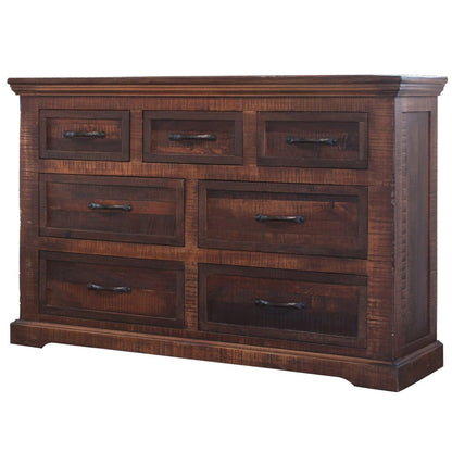61" Brown Solid Wood Seven Drawer Double Dresser HomeRoots