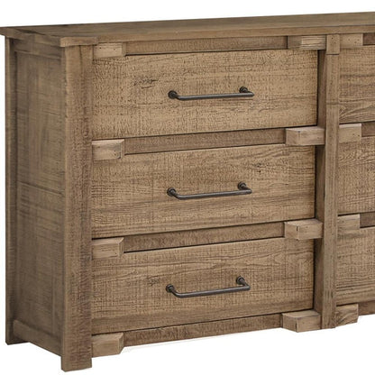 67" Natural Solid Wood Six Drawer Double Dresser HomeRoots
