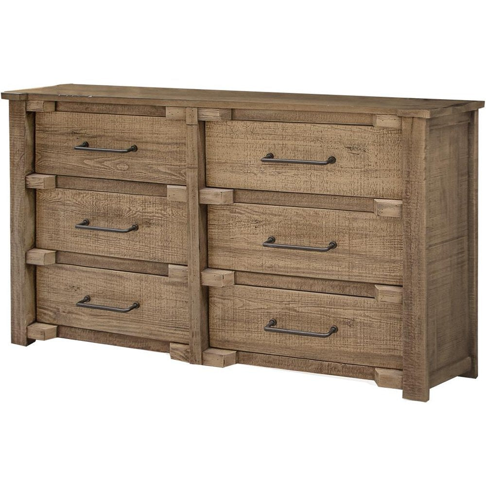 67" Natural Solid Wood Six Drawer Double Dresser HomeRoots