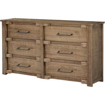 67" Natural Solid Wood Six Drawer Double Dresser HomeRoots