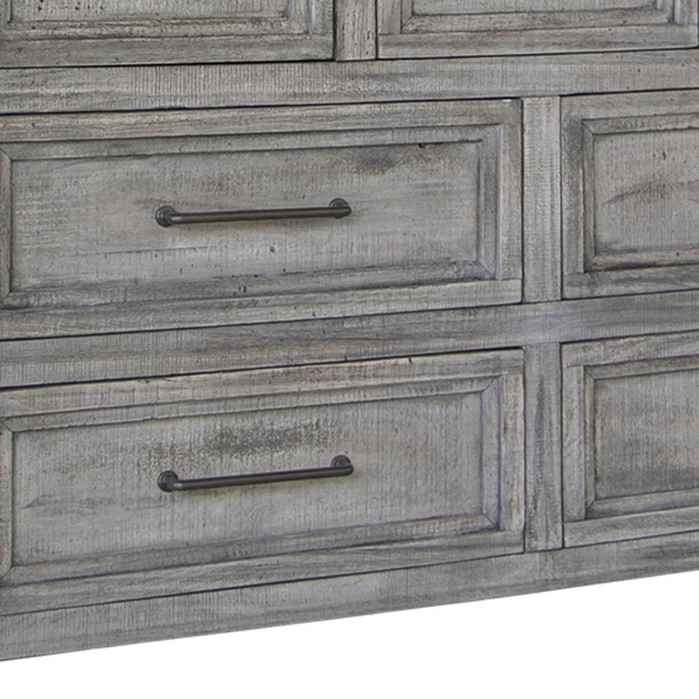 62" Brown Solid Wood Seven Drawer Double Dresser HomeRoots