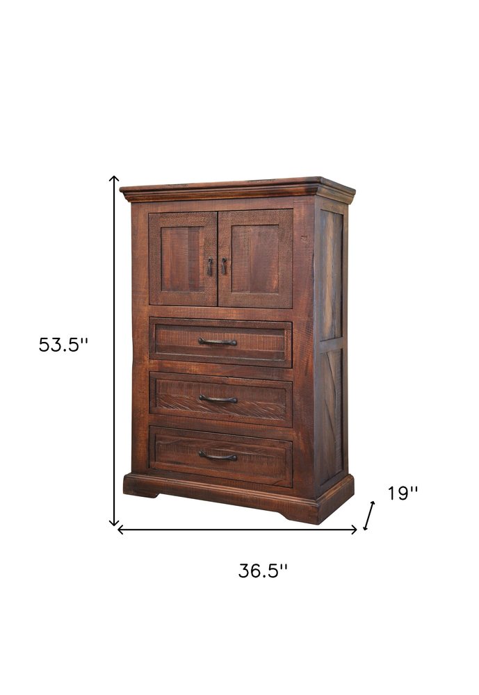 37" Brown Solid Wood Three Drawer Dresser HomeRoots