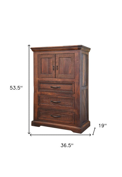 37" Brown Solid Wood Three Drawer Dresser HomeRoots