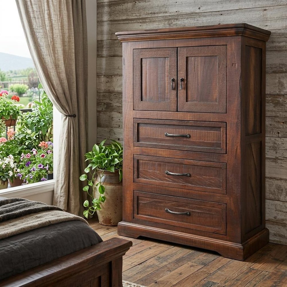 61" Brown Solid Wood Seven Drawer Double Dresser HomeRoots