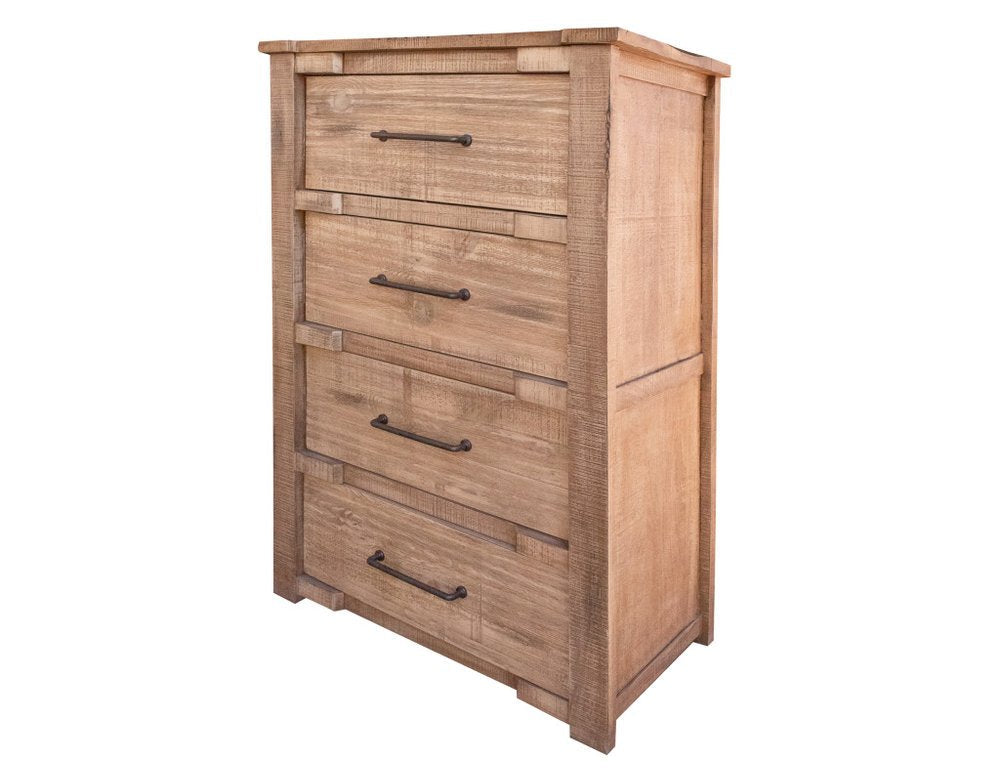 36" Natural Solid Wood Four Drawer Dresser HomeRoots
