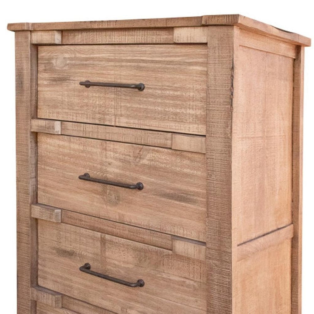 36" Natural Solid Wood Four Drawer Dresser HomeRoots