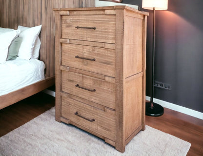 36" Natural Solid Wood Four Drawer Chest