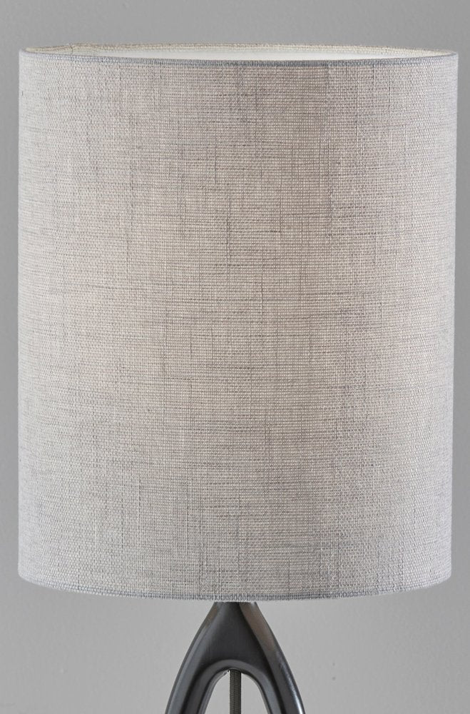 28" Black Solid Wood Round Table Lamp With Gray Drum Shade HomeRoots