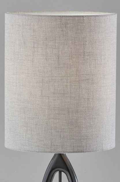 28" Black Solid Wood Round Table Lamp With Gray Drum Shade HomeRoots