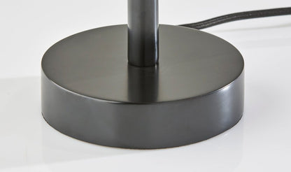 28" Black Solid Wood Round Table Lamp With Gray Drum Shade HomeRoots