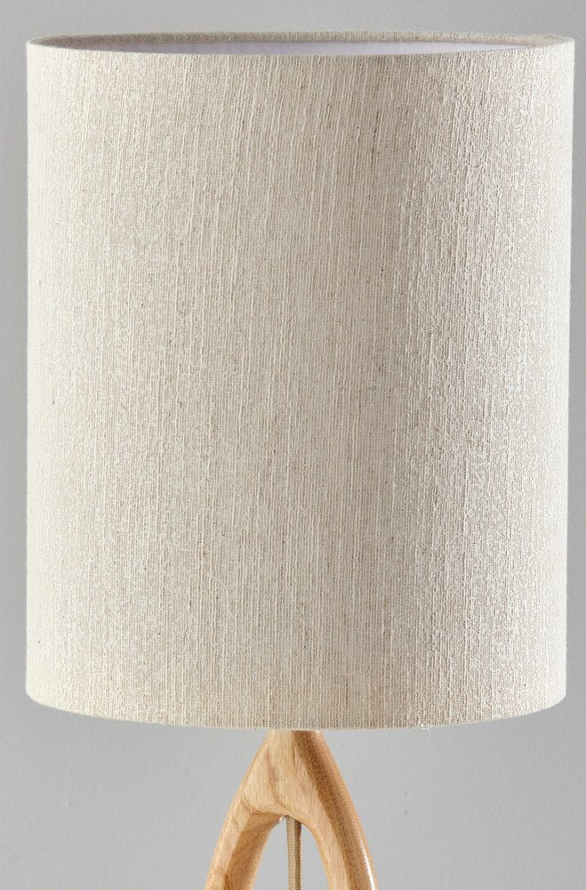 28" Natural Solid Wood Round Table Lamp With Beige Drum Shade HomeRoots