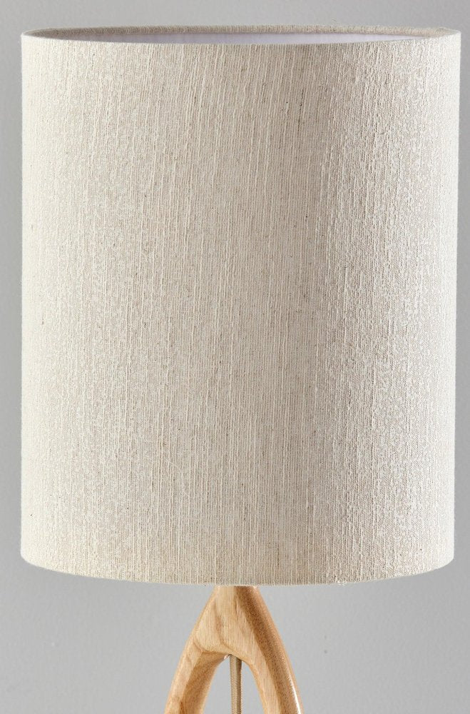 28" Natural Solid Wood Round Table Lamp With Beige Drum Shade HomeRoots