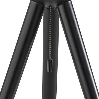 23" Black Solid Wood Tripod Table Lamp With White Ribbed Glass Shade HomeRoots