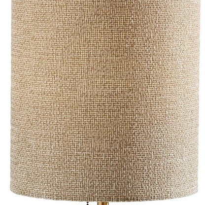 28" Black and Gold Marble and Metal Table Lamp With Beige Drum Shade HomeRoots